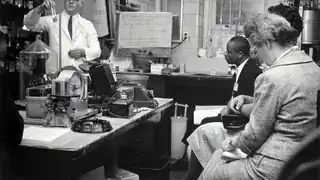 Research team collaborating in a laboratory